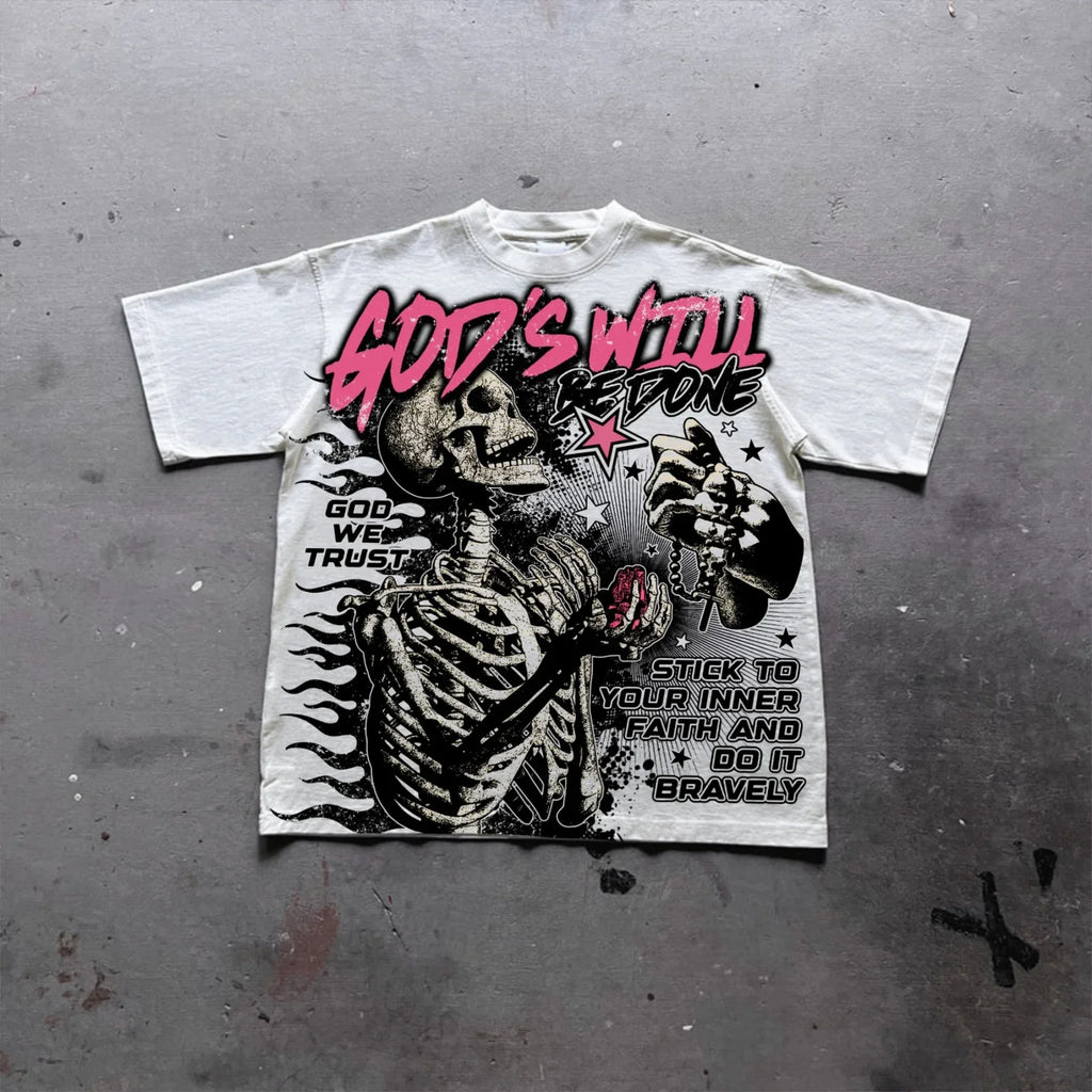 Graphic T-shirt Men Women Vintage Top Hip Hop Streetwear Oversized Tshirt Short Sleeve Casual Clothing Summer Fashion Trendy Tee