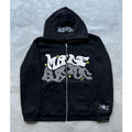 Hooded zipper hoodie with retro American-style letters, unisex, suitable for pairing with a millennial-style jacket