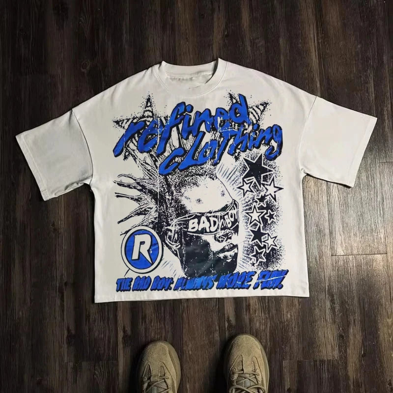 Graphic T-shirt Men Women Vintage Top Hip Hop Streetwear Oversized Tshirt Short Sleeve Casual Clothing Summer Fashion Trendy Tee