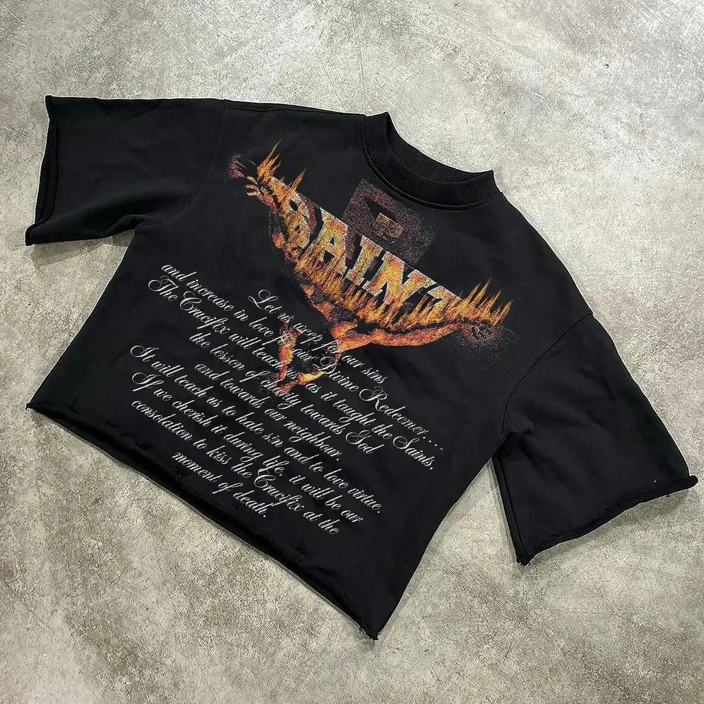 Graphic T-shirt Men Women Vintage Top Hip Hop Streetwear Oversized Tshirt Short Sleeve Casual Clothing Summer Fashion Trendy Tee