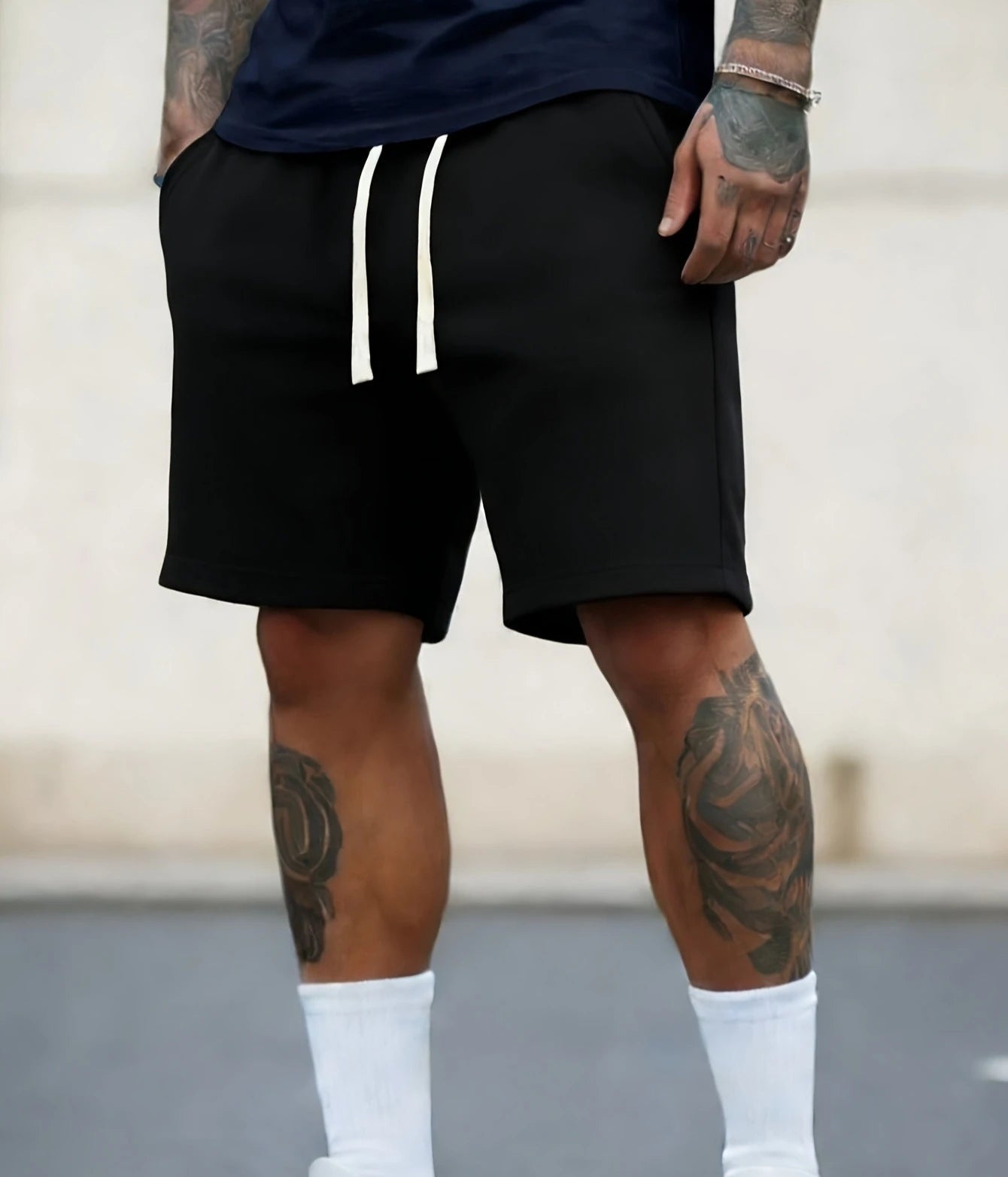Men's Retro Letter Shaped Drawstring Casual Pocket Shorts Printed Casual T-shirt Suitable for Outdoor Sports